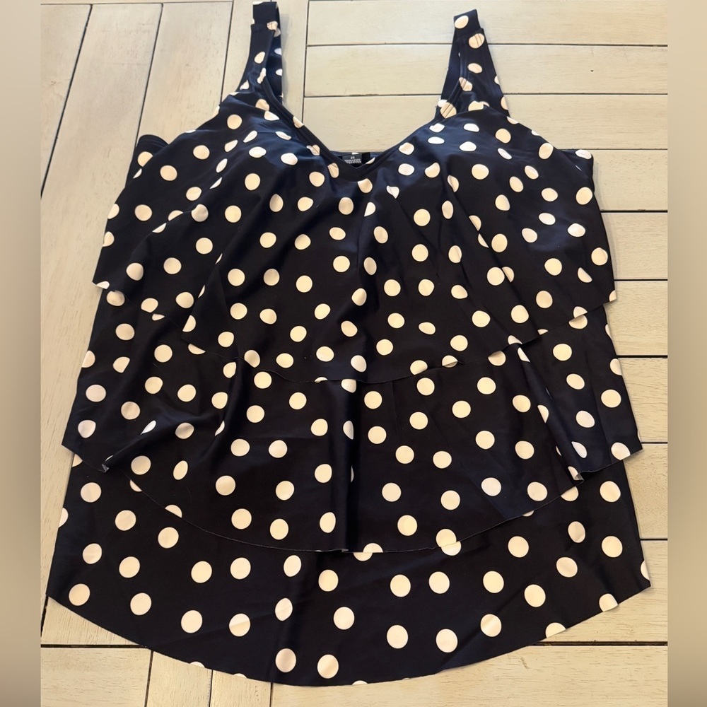 EVANS | Nautical dot V-neck tankini top Navy white | Sz Plus 20 NWT